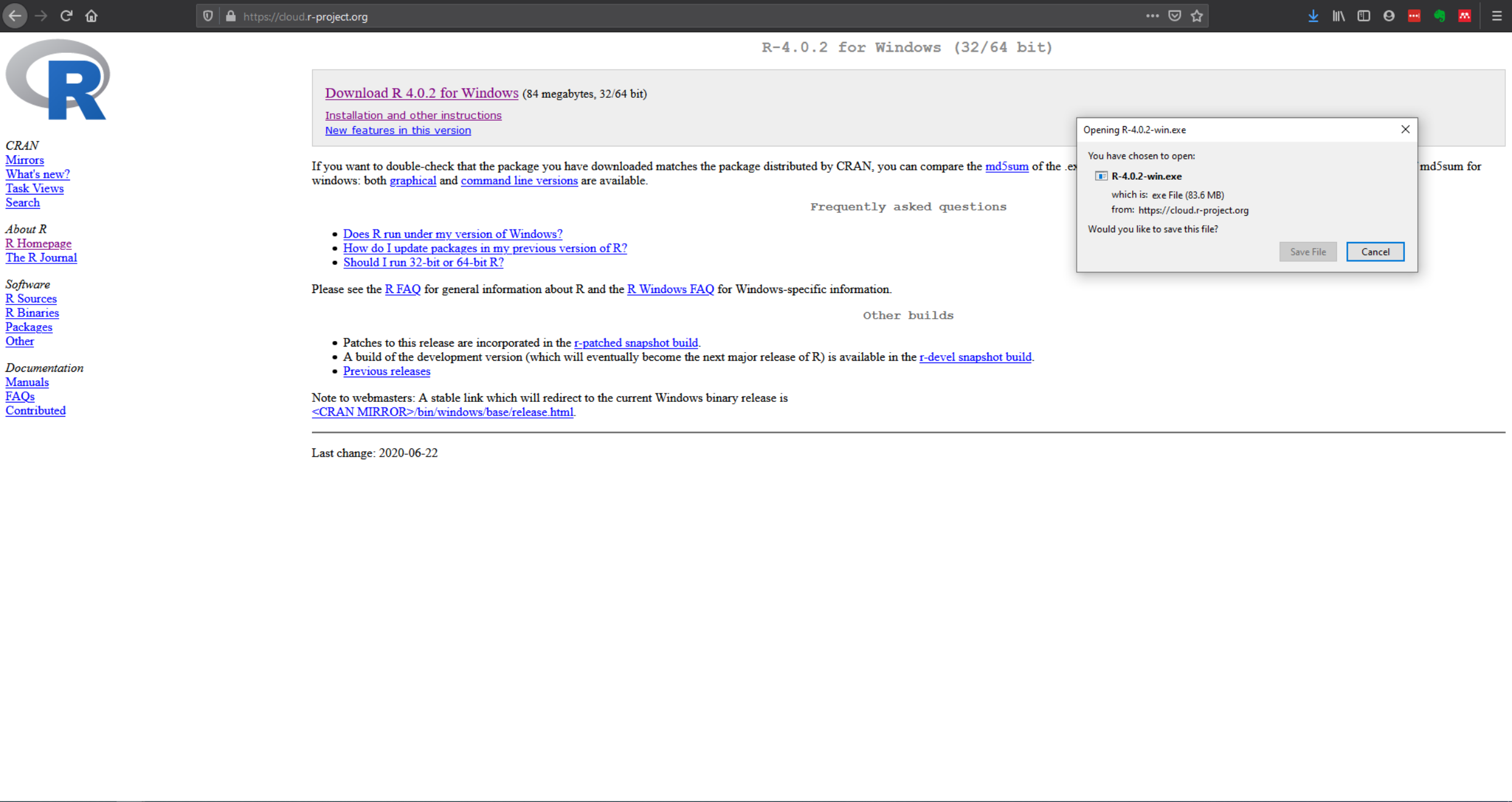 Download the latest version of R. The version you download may be higher than the one pictured